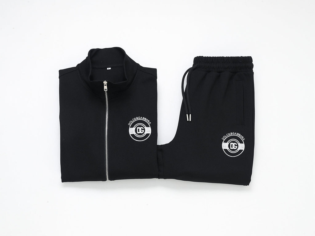 Dolce & Gabbana Circular DG Crest Logo Technical Jersey Tracksuit Black
