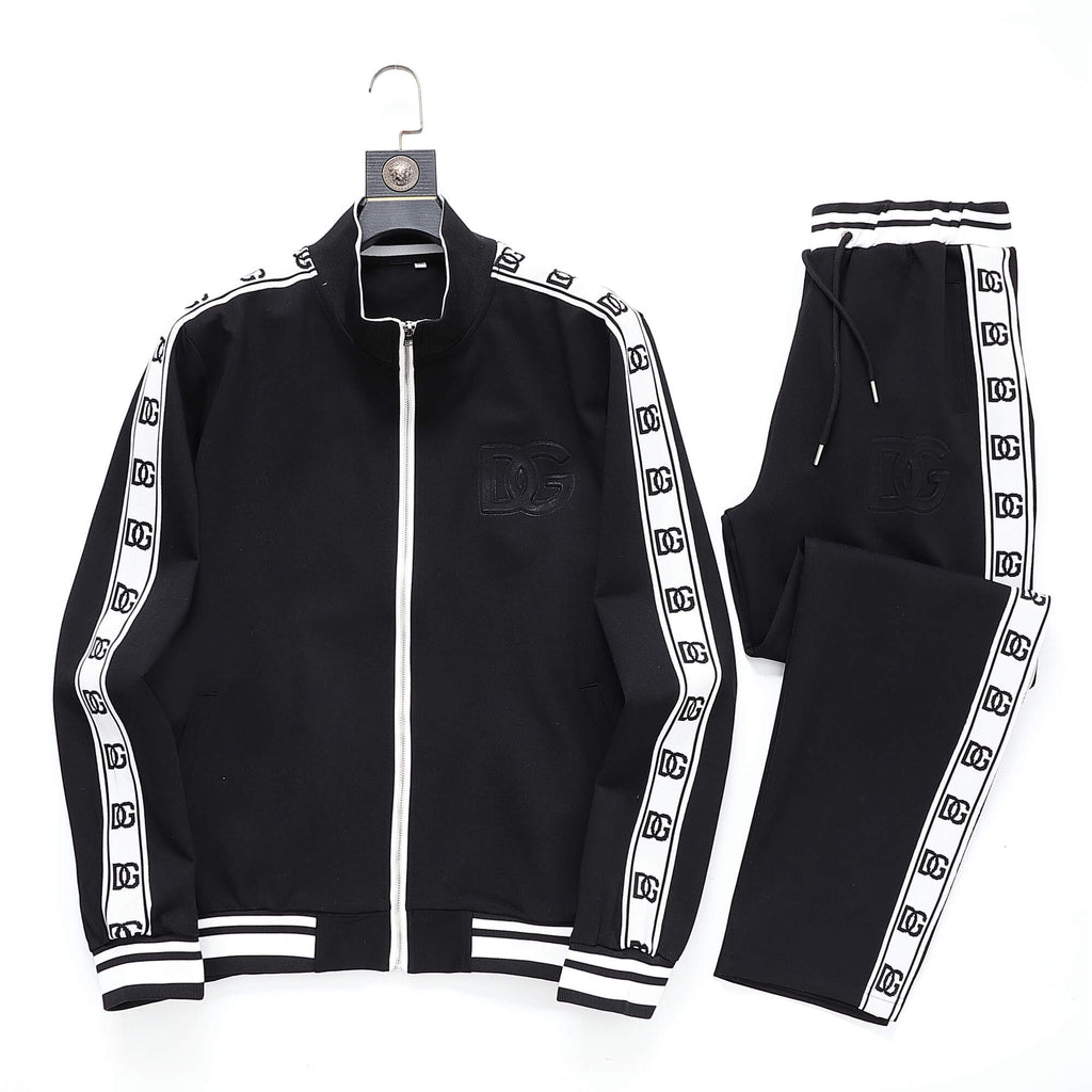 Dolce & Gabbana DG Logo Side Band Technical Jersey Tracksuit Black/White