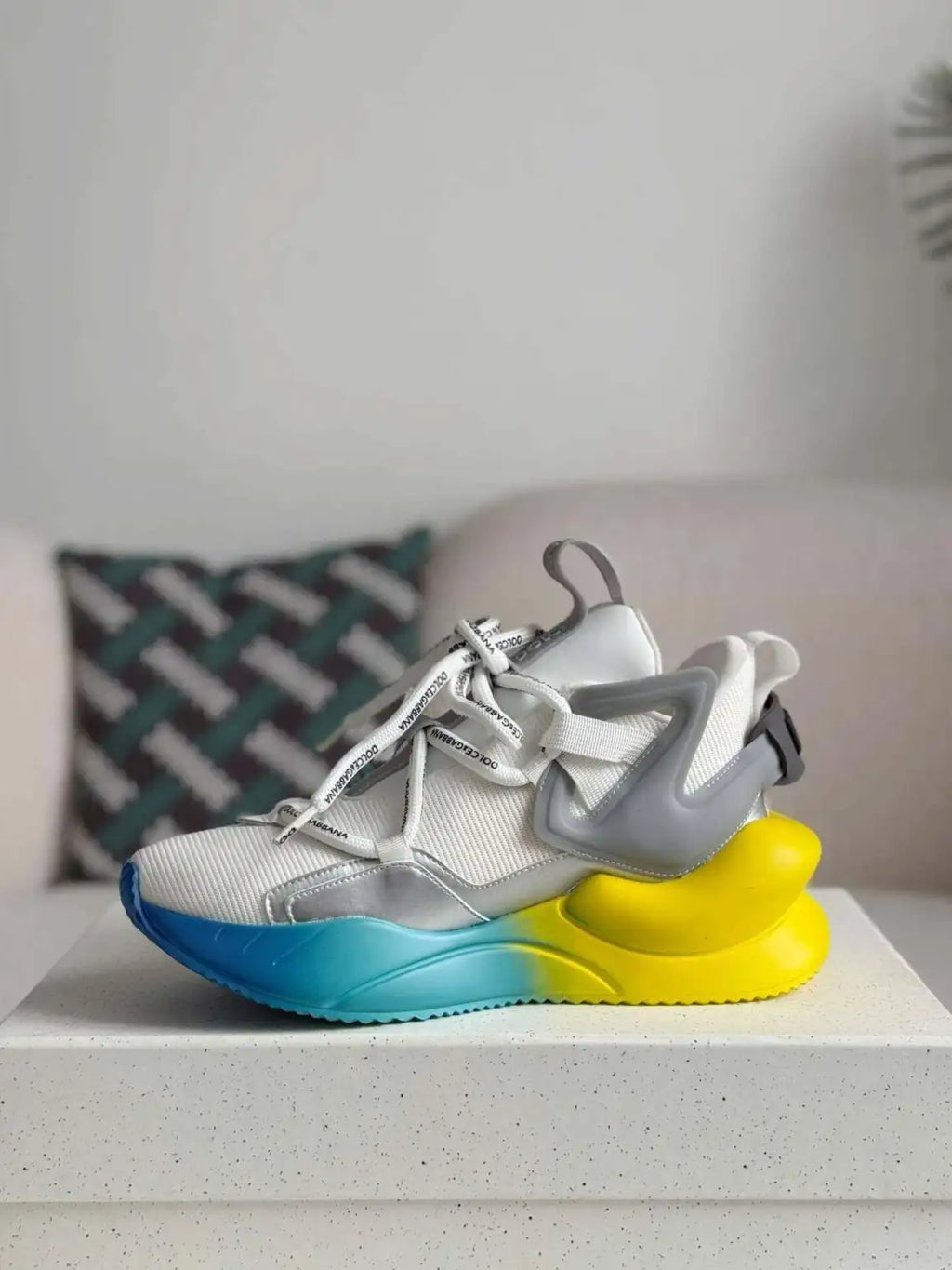 Dolce & Gabbana Airmaster Sneaker – White, Silver & Gradient Sole