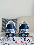 Dolce & Gabbana Portofino Sneaker – Blue & White Majolica Print with Crystals