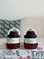 Dolce & Gabbana Portofino Sneaker – White Graffiti & Gold Crest