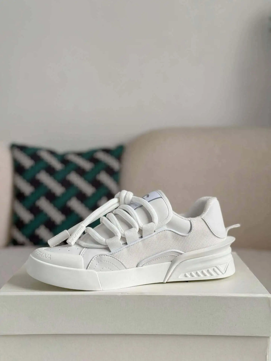 Dolce & Gabbana Space Sneaker – All-White Technical Mesh & Leather