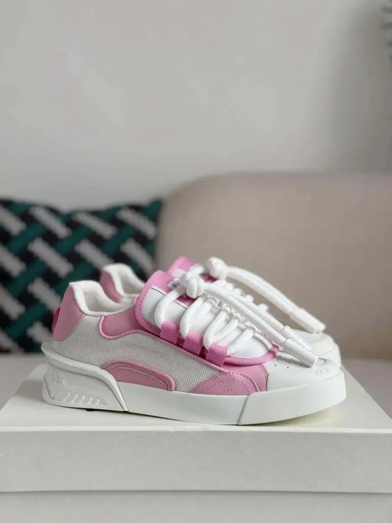 Dolce & Gabbana Space Sneaker – White & Pink Technical Mesh