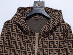 Fendi Allover FF Brown Zucca Logo Knit Tracksuit Set