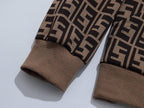 Fendi Allover FF Brown Zucca Logo Knit Tracksuit Set