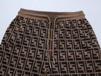 Fendi Allover FF Brown Zucca Logo Knit Tracksuit Set