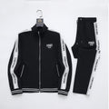 Fendi Roma Logo Striped Tracksuit Set - Black Technical Knit Zip Jacket & Pants
