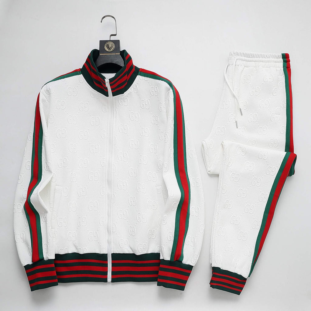 Gucci GG Monogram Embossed Tracksuit White Web Stripe
