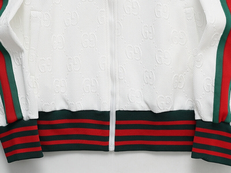 Gucci GG Monogram Embossed Tracksuit White Web Stripe