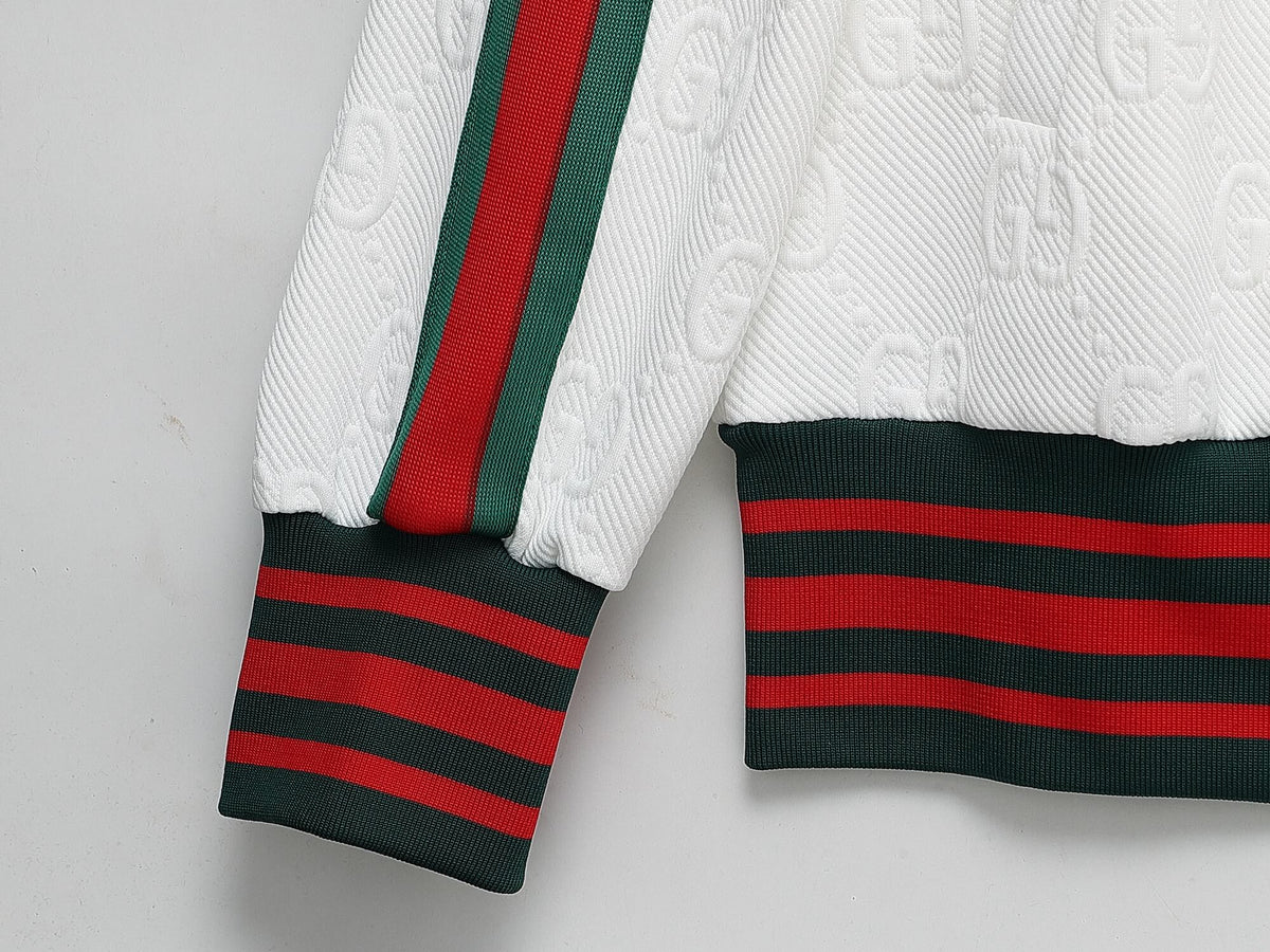 Gucci GG Monogram Embossed Tracksuit White Web Stripe