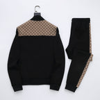 Gucci GG Supreme Color-Block Tracksuit - Black Jersey Zip Jacket & Jogger Set