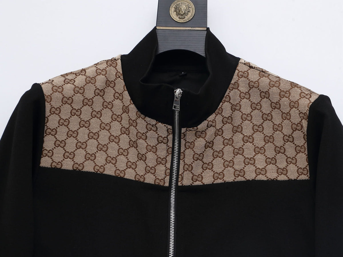 Gucci GG Supreme Color-Block Tracksuit - Black Jersey Zip Jacket & Jogger Set