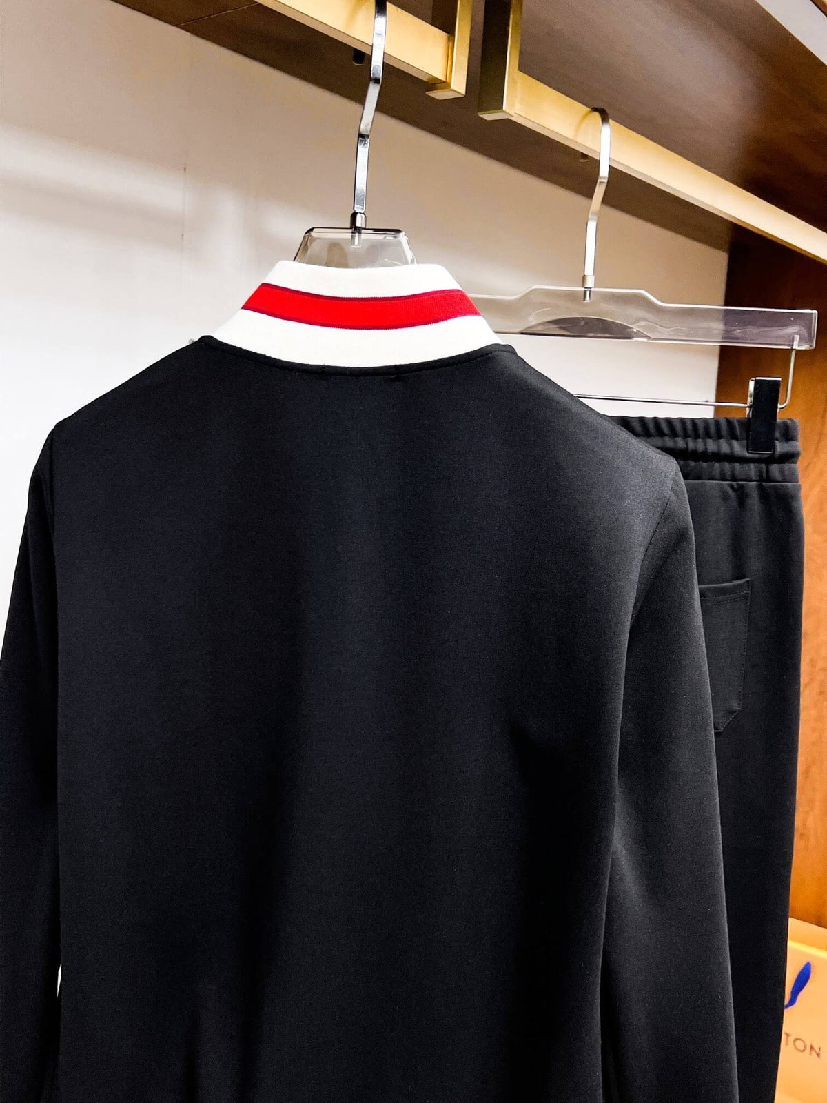 Gucci Interlocking G Technical Jersey Tracksuit Black with Red Trim
