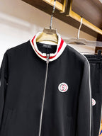 Gucci Interlocking G Technical Jersey Tracksuit Black with Red Trim