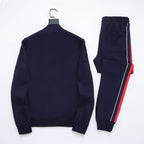 Gucci Web Stripe Tracksuit Set - Navy Blue Technical Knit Zip Jacket & Pants