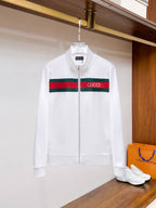 Gucci Web Stripe Technical Jersey Tracksuit White with Logo Chest Band