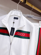 Gucci Web Stripe Technical Jersey Tracksuit White with Logo Chest Band