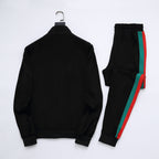 Gucci Web Stripe Tracksuit Set - Black Technical Knit Zip Jacket & Pants