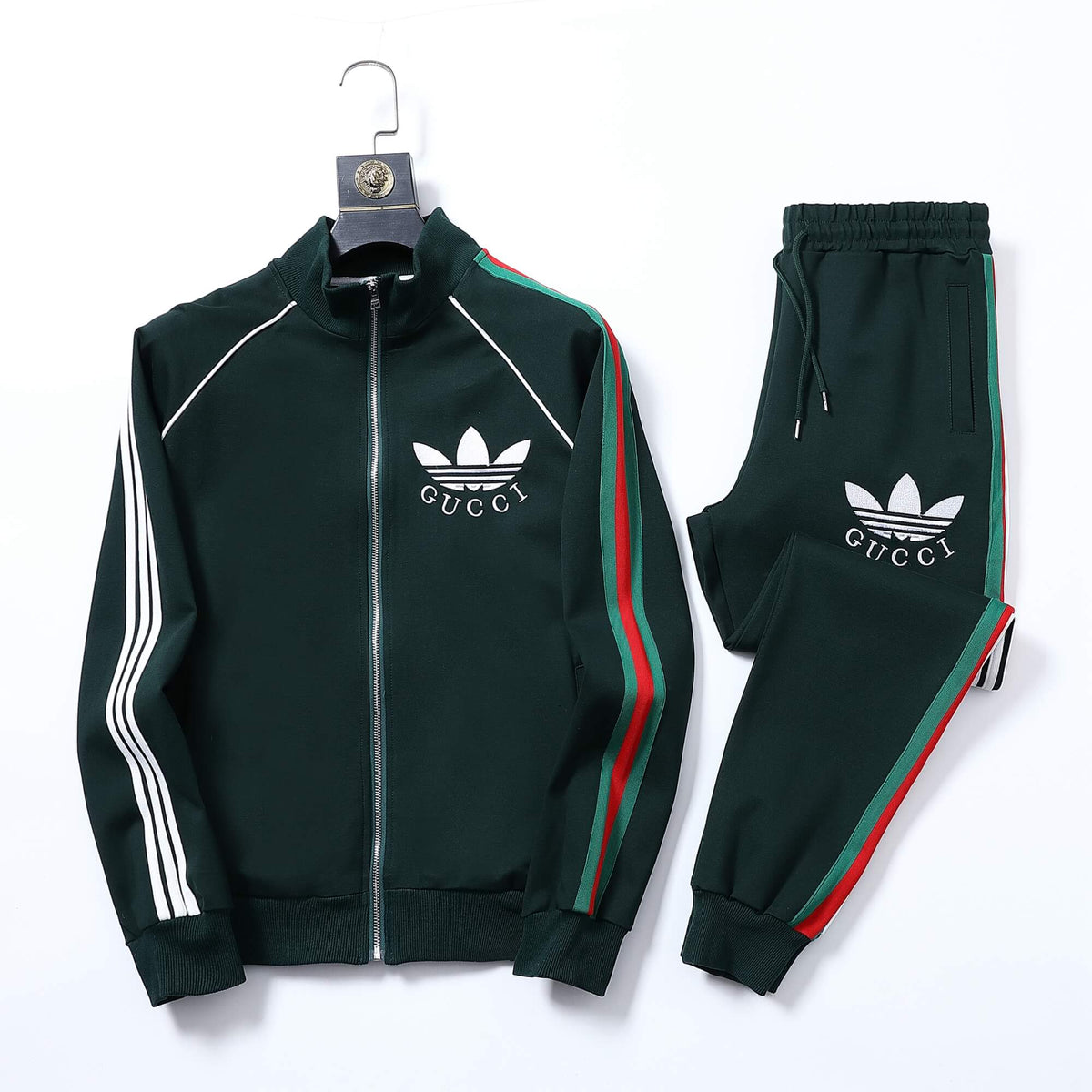 Gucci x adidas Trefoil Logo Tracksuit Set Green Technical Jersey