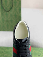 Gucci Ace Sneaker – Black GG Embossed Leather with Green & Red Web