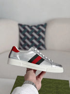 Gucci Ace Sneaker – Metallic Silver Leather