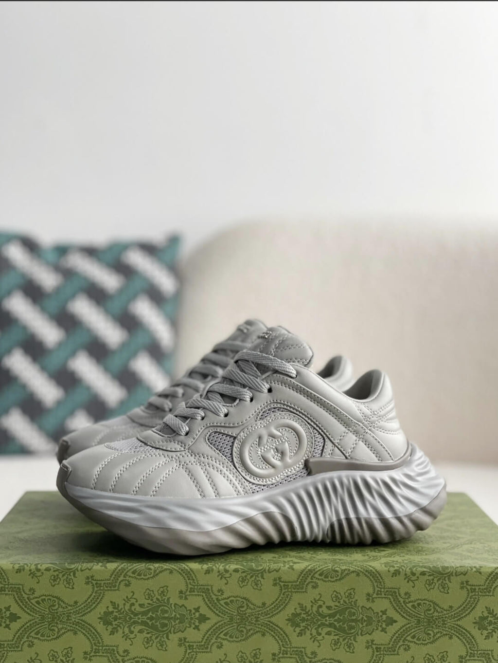 Gucci GG Runner Sneaker – Grey Quilted Leather & Mesh