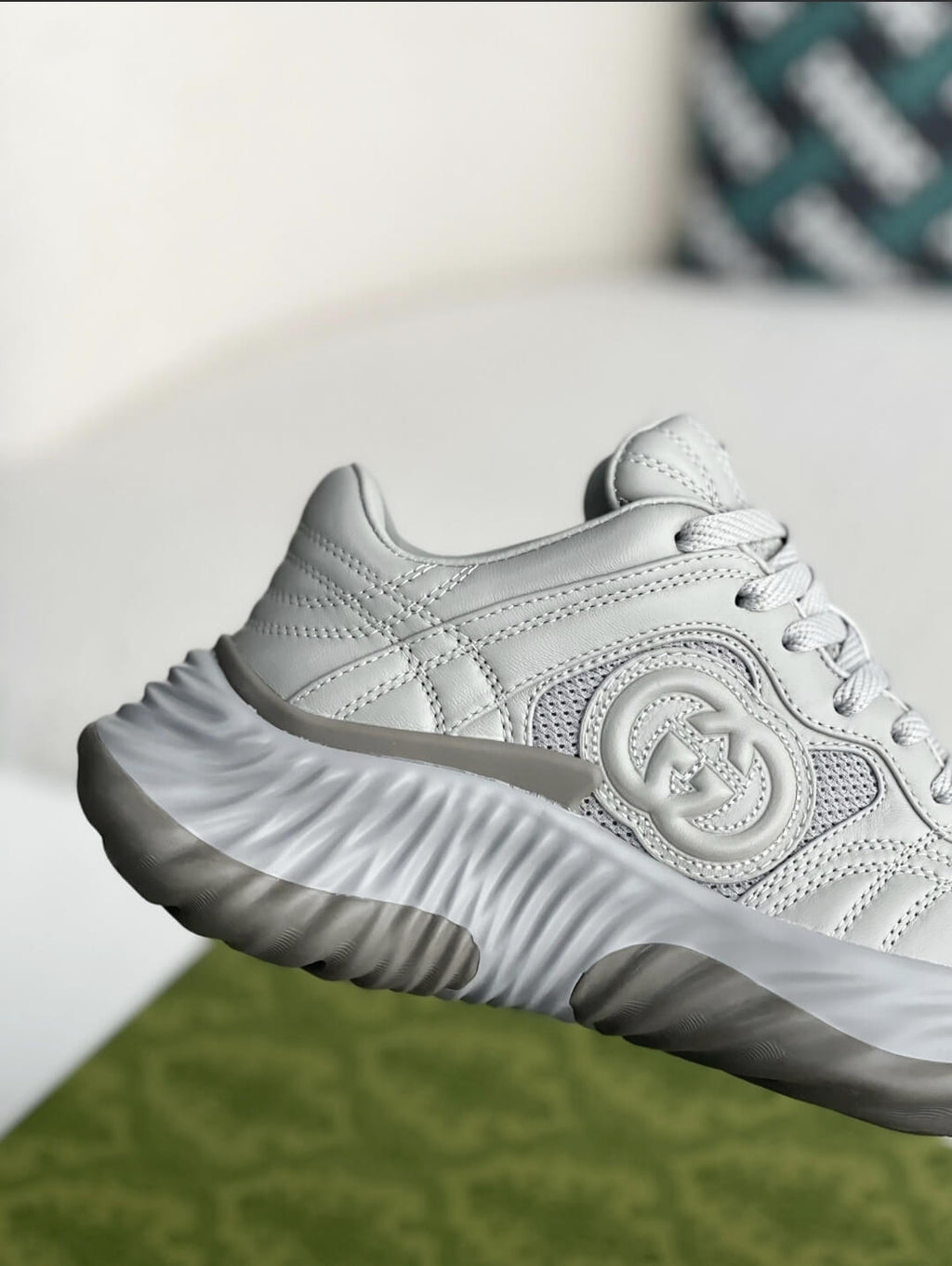 Gucci GG Runner Sneaker – Grey Quilted Leather & Mesh