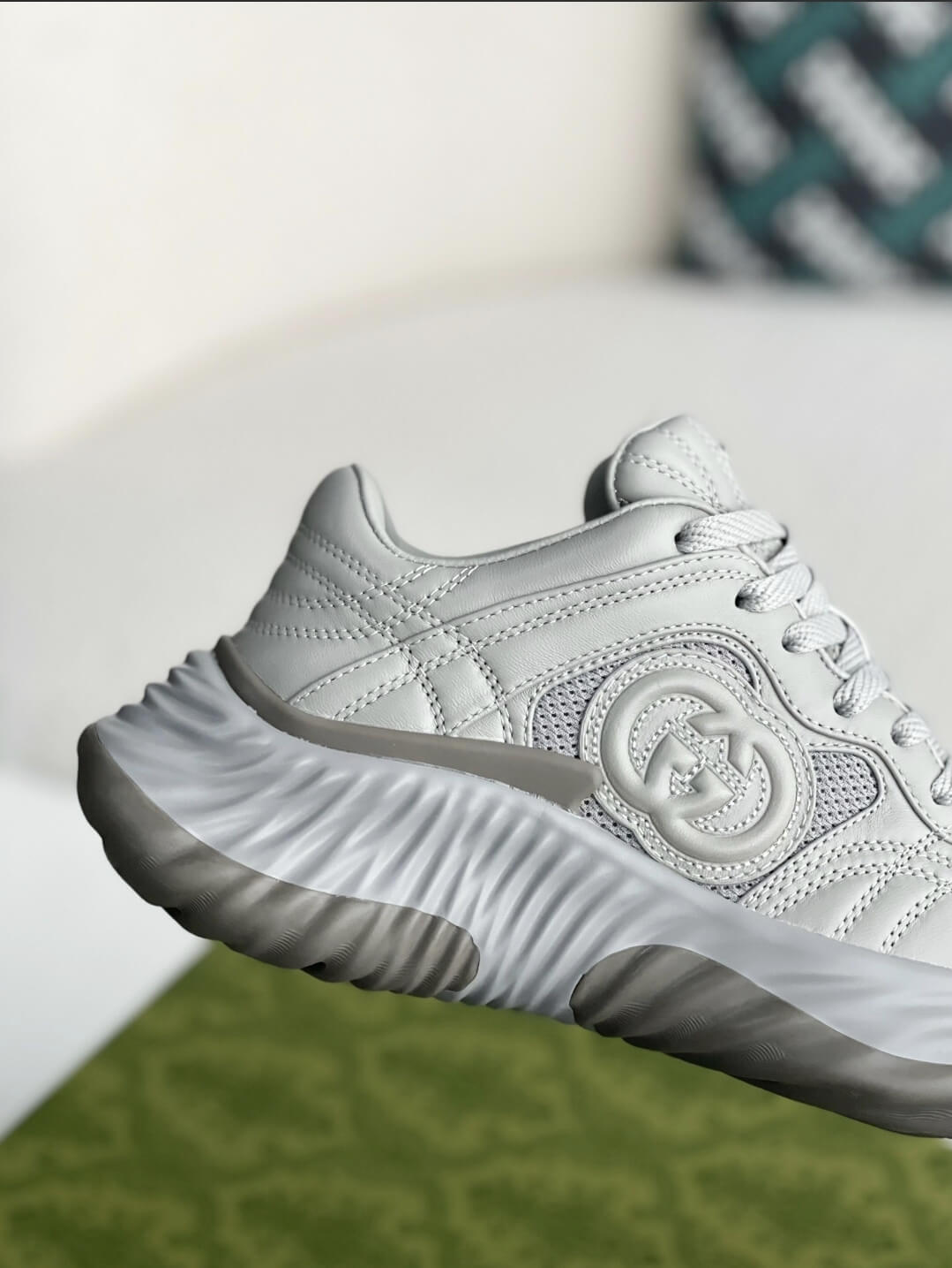 Gucci GG Runner Sneaker – Grey Quilted Leather & Mesh