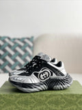 Gucci GG Runner Sneaker – Silver Metallic & Black Leather