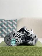 Gucci GG Runner Sneaker – Silver Metallic & Black Leather