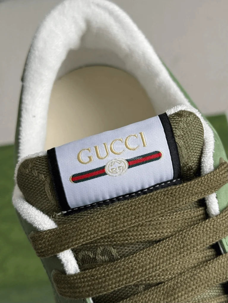 Gucci Low-Top Sneaker – Green Suede & Crystal GG Canvas