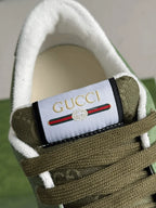 Gucci Low-Top Sneaker – Green Suede & Crystal GG Canvas