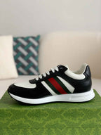 Gucci Mac80 Sneaker – Black & White Leather with Green/Red Web