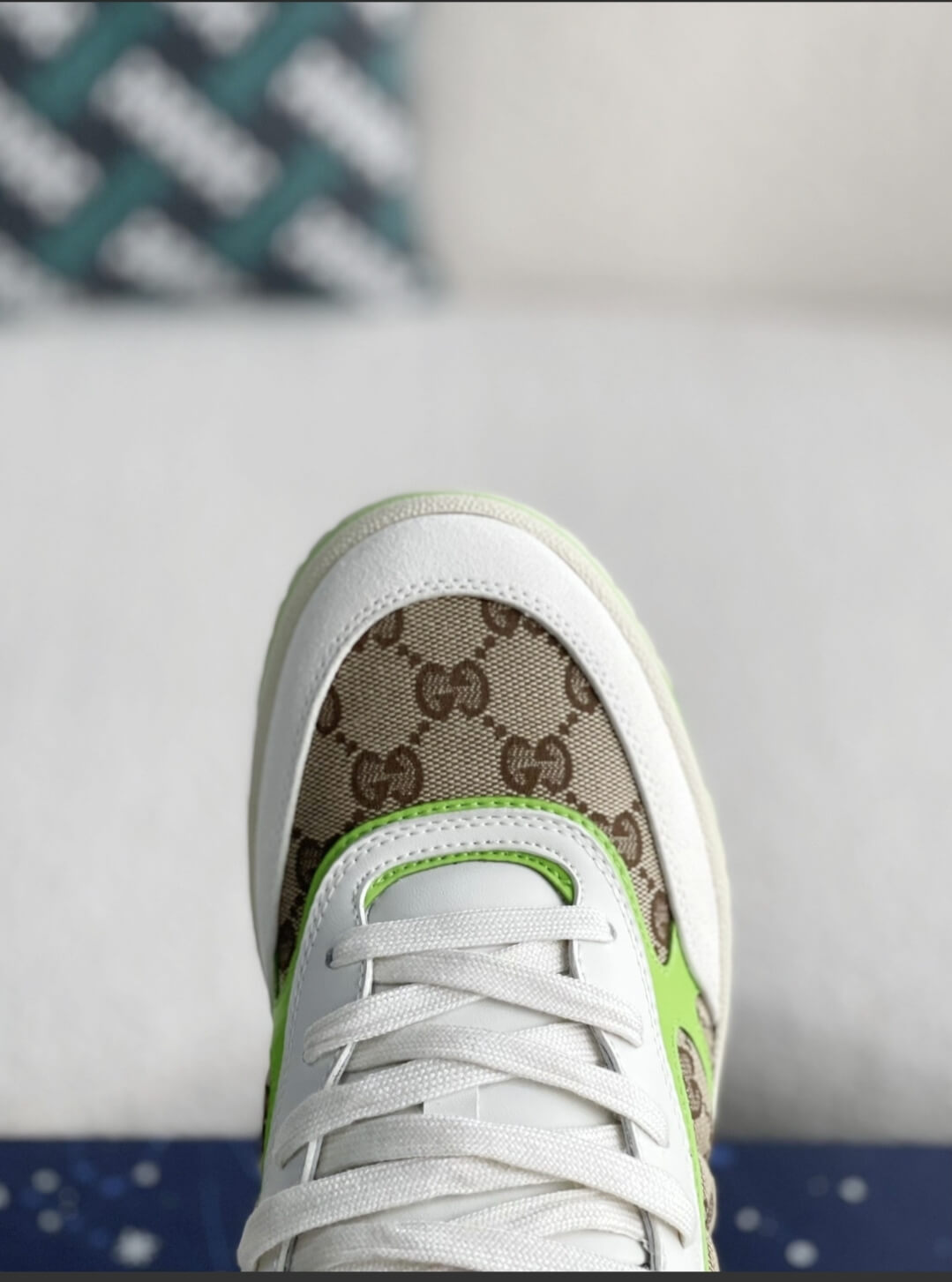 Gucci Mac80 Sneaker – White, Neon Green & GG Supreme Canvas