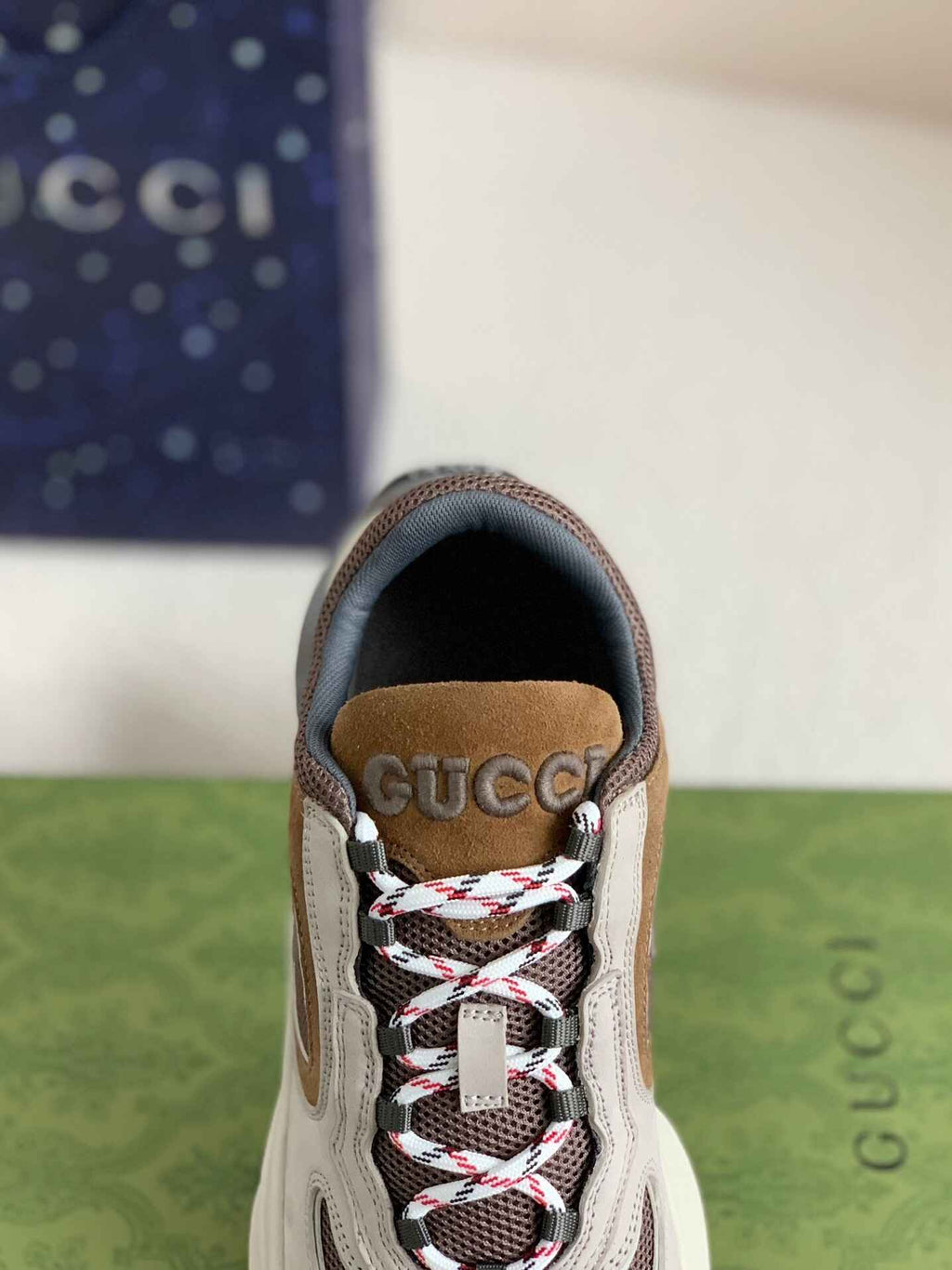 Gucci Men's Runner Sneaker – Beige, Brown & Grey Mesh Leather