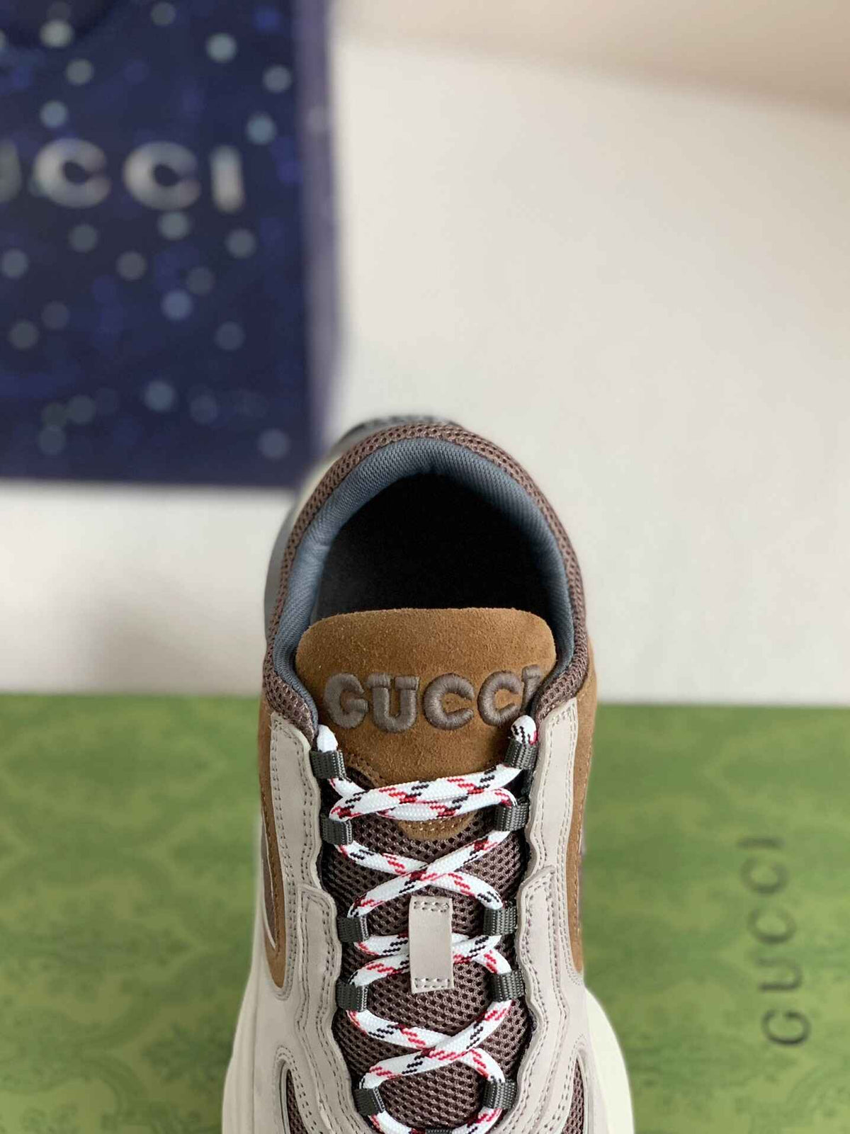 Gucci Men's Runner Sneaker – Beige, Brown & Grey Mesh Leather