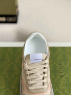 Gucci Re-Web Sneaker – Beige GG Canvas & Pink Leather