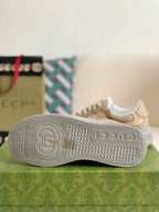 Gucci Re-Web Sneaker – Beige GG Canvas & Pink Leather