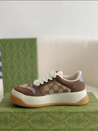 Gucci Re-Web Sneaker – Beige & Ebony GG Supreme Canvas with Brown Suede