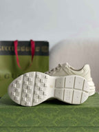 Gucci Rhyton Sneaker – Ivory Leather with Blue Interlocking G