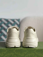 Gucci Rhyton Sneaker – Ivory Leather with Pink Interlocking G