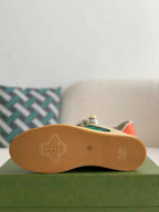 Gucci Screener Sneaker – Beige Leather with Green & Orange Web