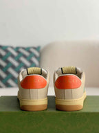 Gucci Screener Sneaker – Beige Leather with Green & Orange Web