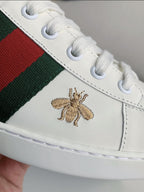 Gucci Ace Bee & Star Embroidered Web Stripe Sneaker White Leather