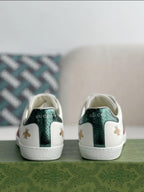Gucci Ace Bee & Star Embroidered Web Stripe Sneaker White Leather