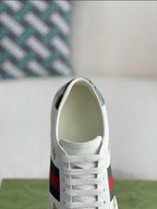 Gucci Ace Bee & Star Embroidered Web Stripe Sneaker White Leather