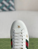 Gucci Ace Bee & Star Embroidered Web Stripe Sneaker White Leather