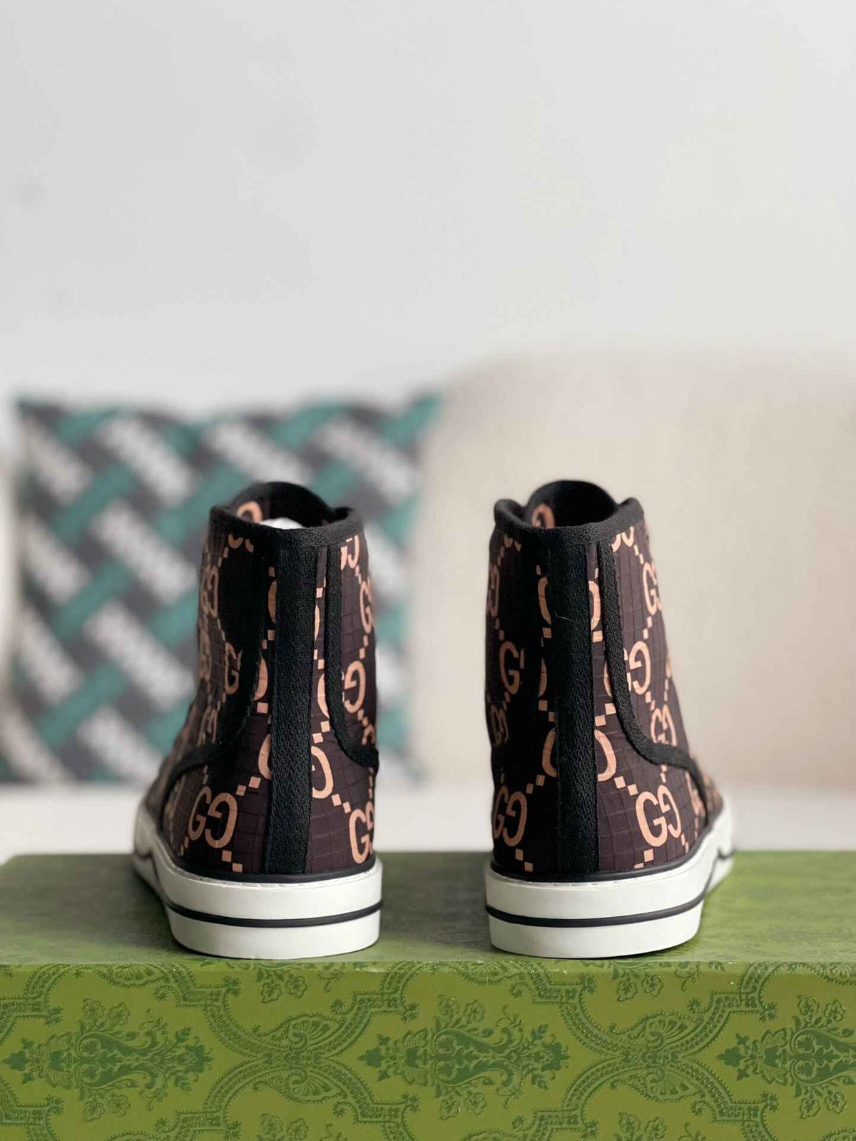 Gucci Tennis 1977 High-Top Sneaker – Black & Pink GG Nylon
