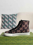 Gucci Tennis 1977 High-Top Sneaker – Black & Pink GG Nylon
