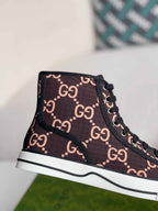 Gucci Tennis 1977 High-Top Sneaker – Black & Pink GG Nylon